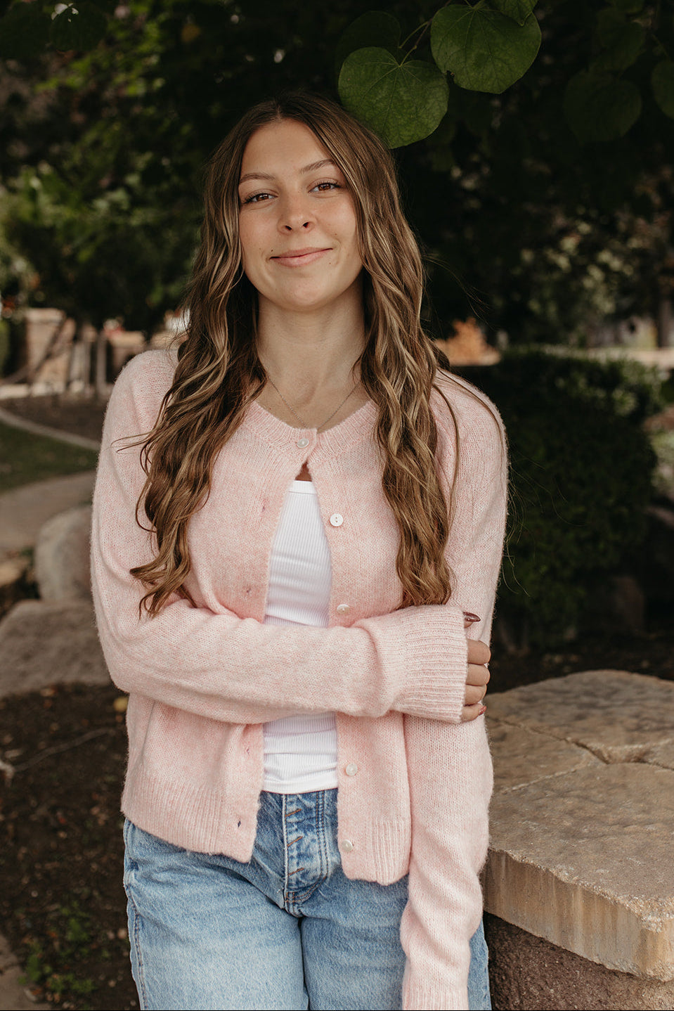 THE JOCELYN BLOSSOM SEASON CARDIGAN IN PASTEL PINK