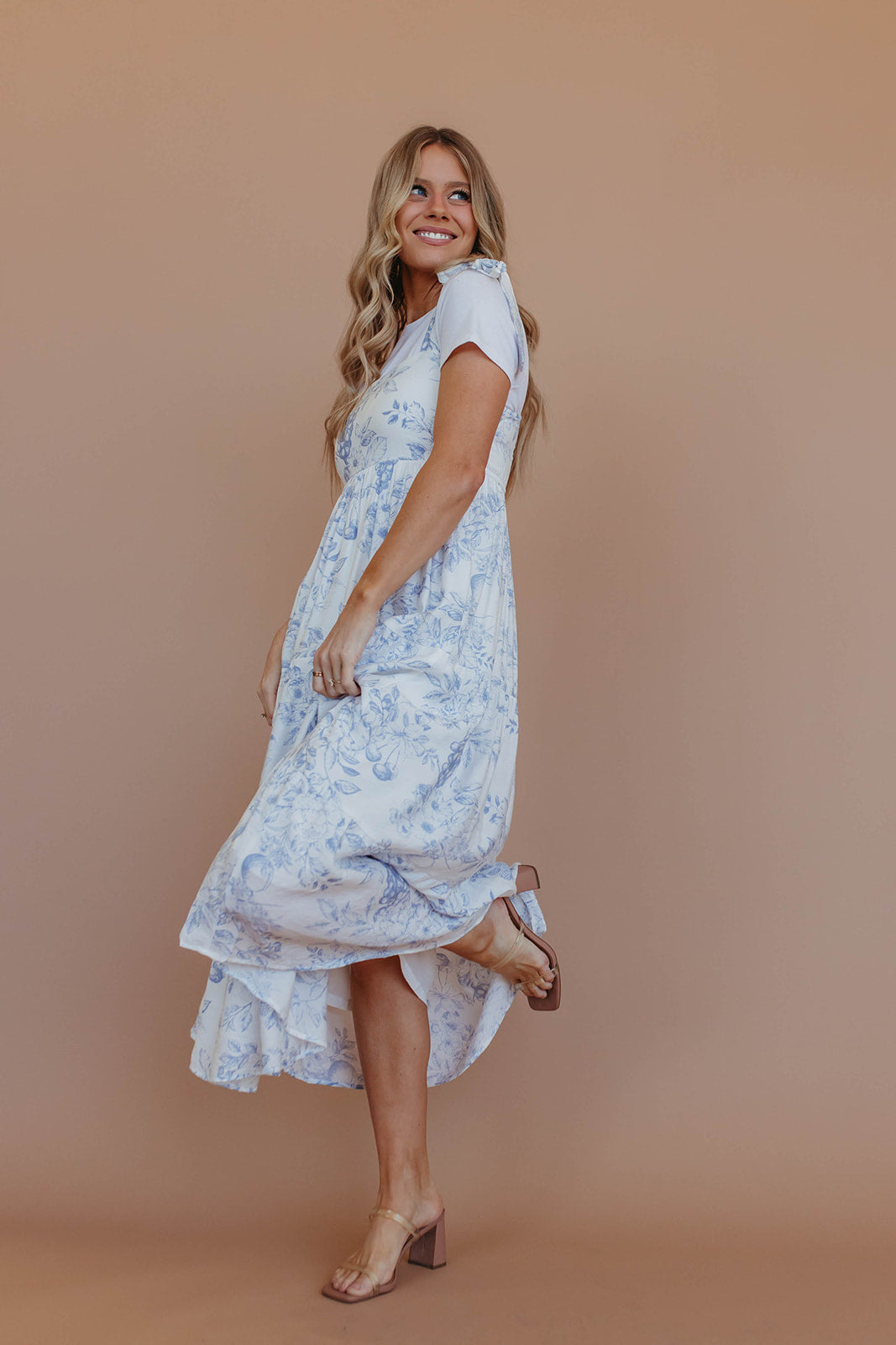 THE BLOSSOM TIERED DRESS IN BLUE FLORAL