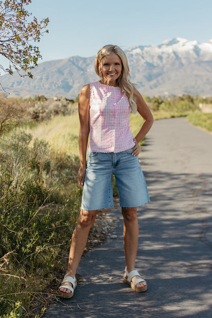 THE LAUREL GINGHAM VEST TOP IN PINK