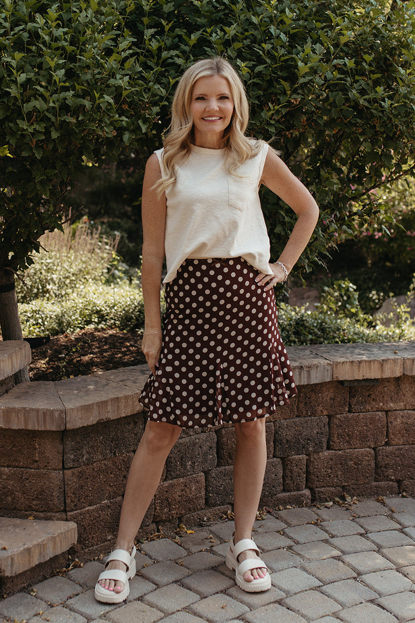 THE BRIAR POLKA DOT SKIRT IN BROWN