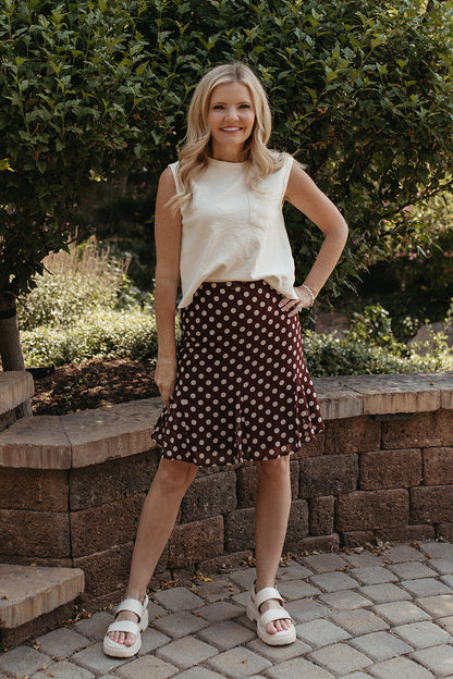 THE BRIAR POLKA DOT SKIRT IN BROWN