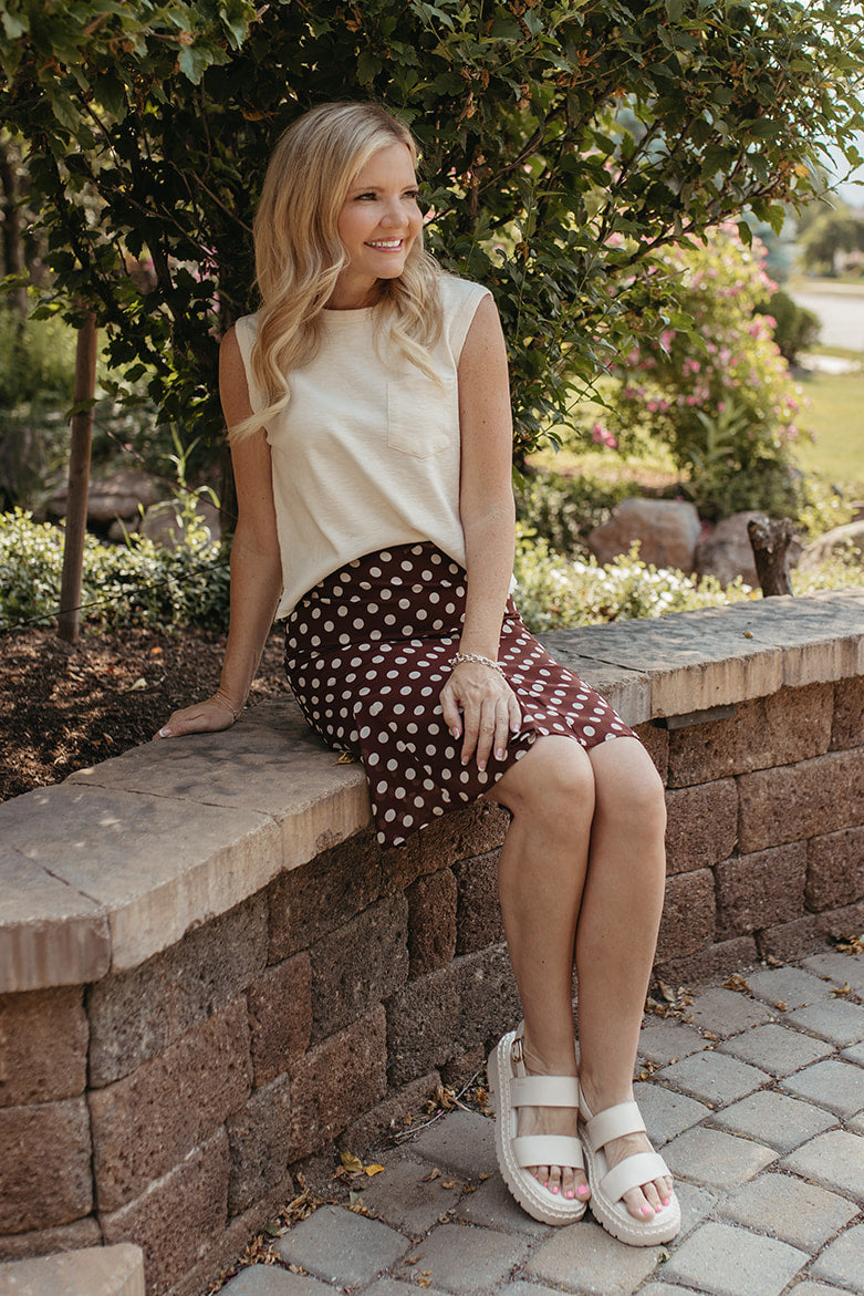 THE BRIAR POLKA DOT SKIRT IN BROWN
