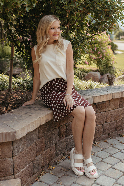 THE BRIAR POLKA DOT SKIRT IN BROWN