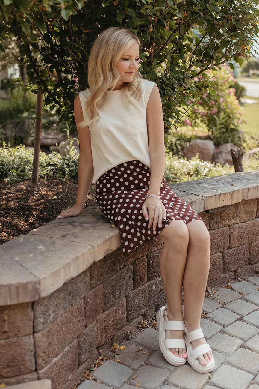 THE BRIAR POLKA DOT SKIRT IN BROWN