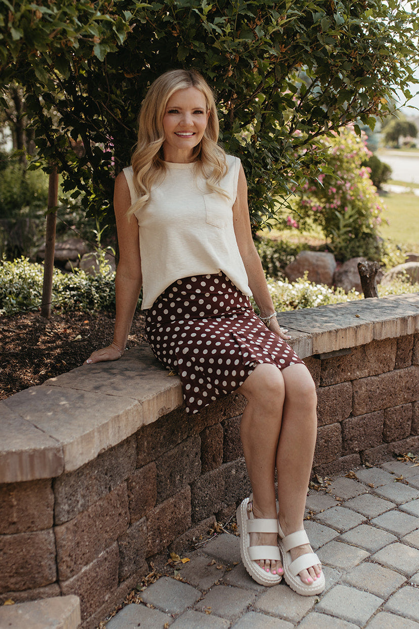 THE BRIAR POLKA DOT SKIRT IN BROWN