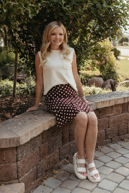 THE BRIAR POLKA DOT SKIRT IN BROWN