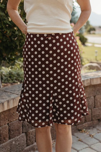 THE BRIAR POLKA DOT SKIRT IN BROWN