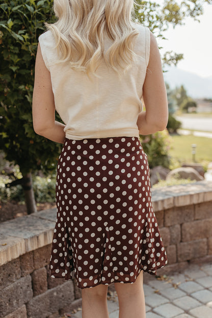 THE BRIAR POLKA DOT SKIRT IN BROWN