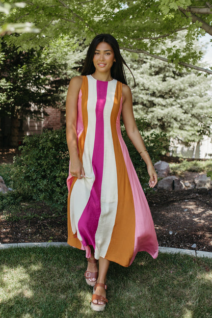 THE MARLOWE STRIPED MIDI DRESS