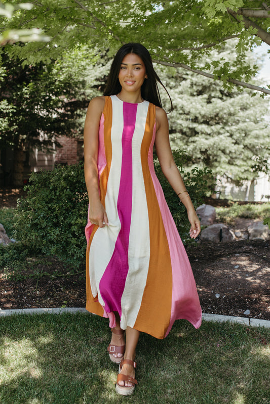 THE MARLOWE STRIPED MIDI DRESS
