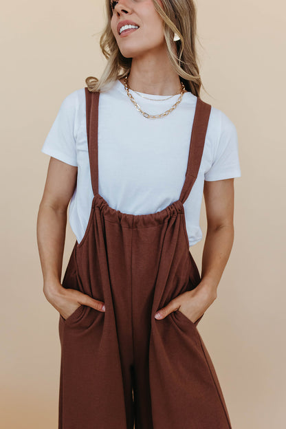 THE HANSON DRAWSTRING JUMPSUIT IN BROWN