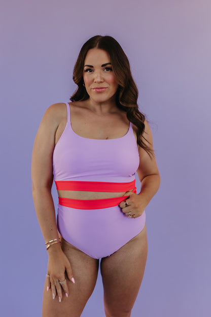 MIAMI SWIM BOTTOM IN LILAC COLORBLOCK BY PINK DESERT X SARAH TRIPP