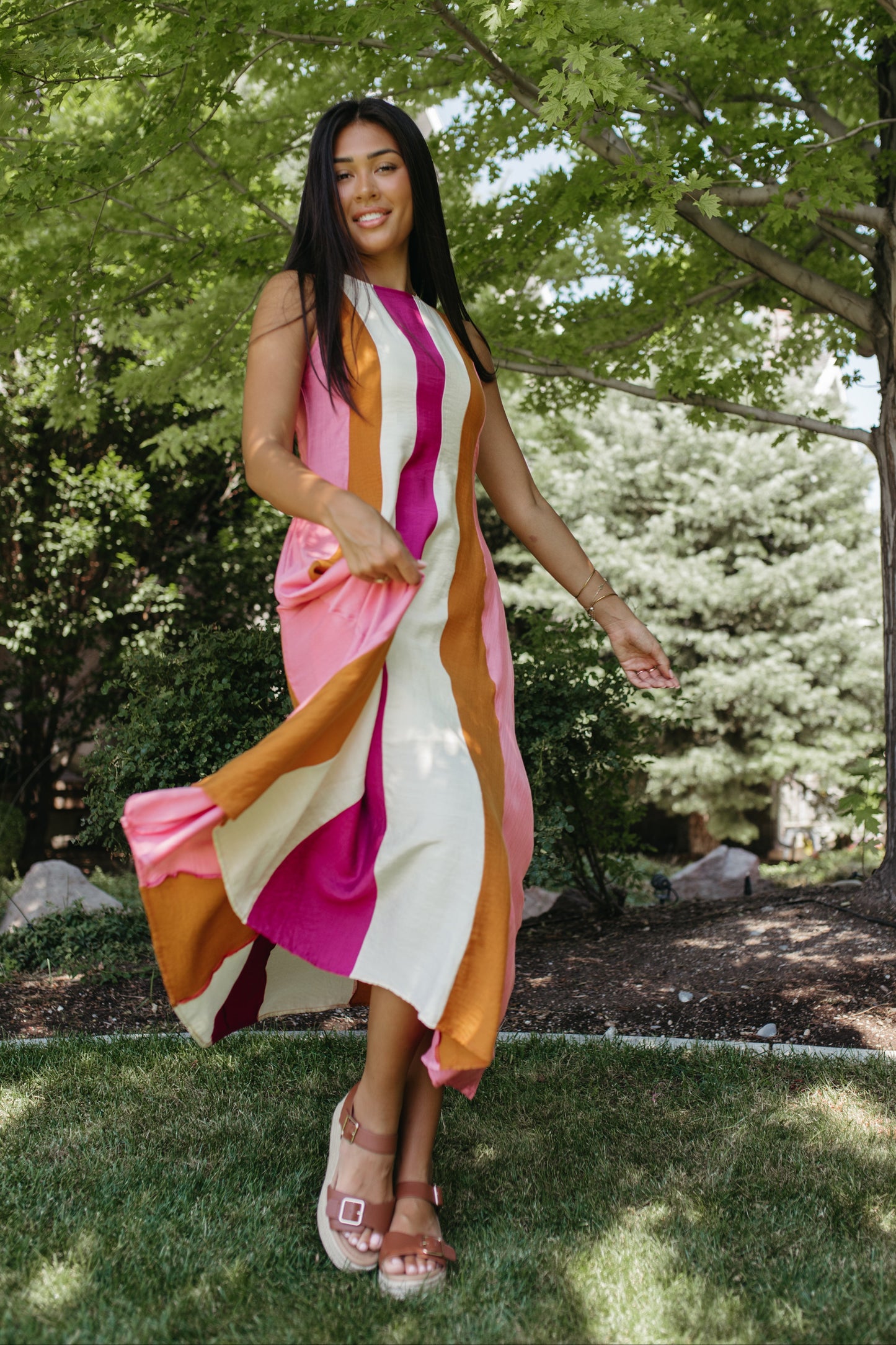 THE MARLOWE STRIPED MIDI DRESS