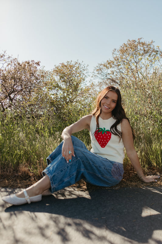 THE PIPER STRAWBERRY KNIT TANK