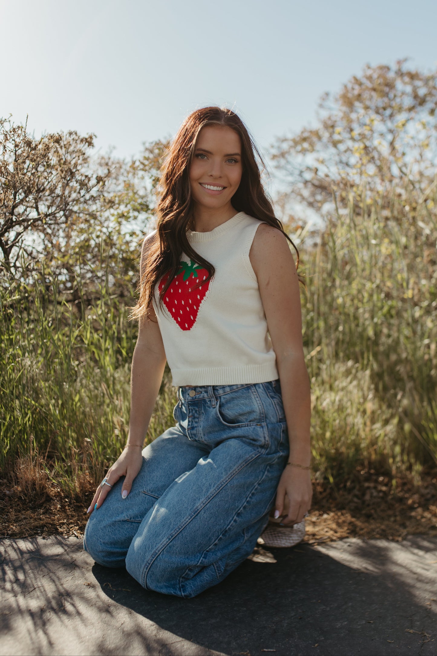 THE PIPER STRAWBERRY KNIT TANK