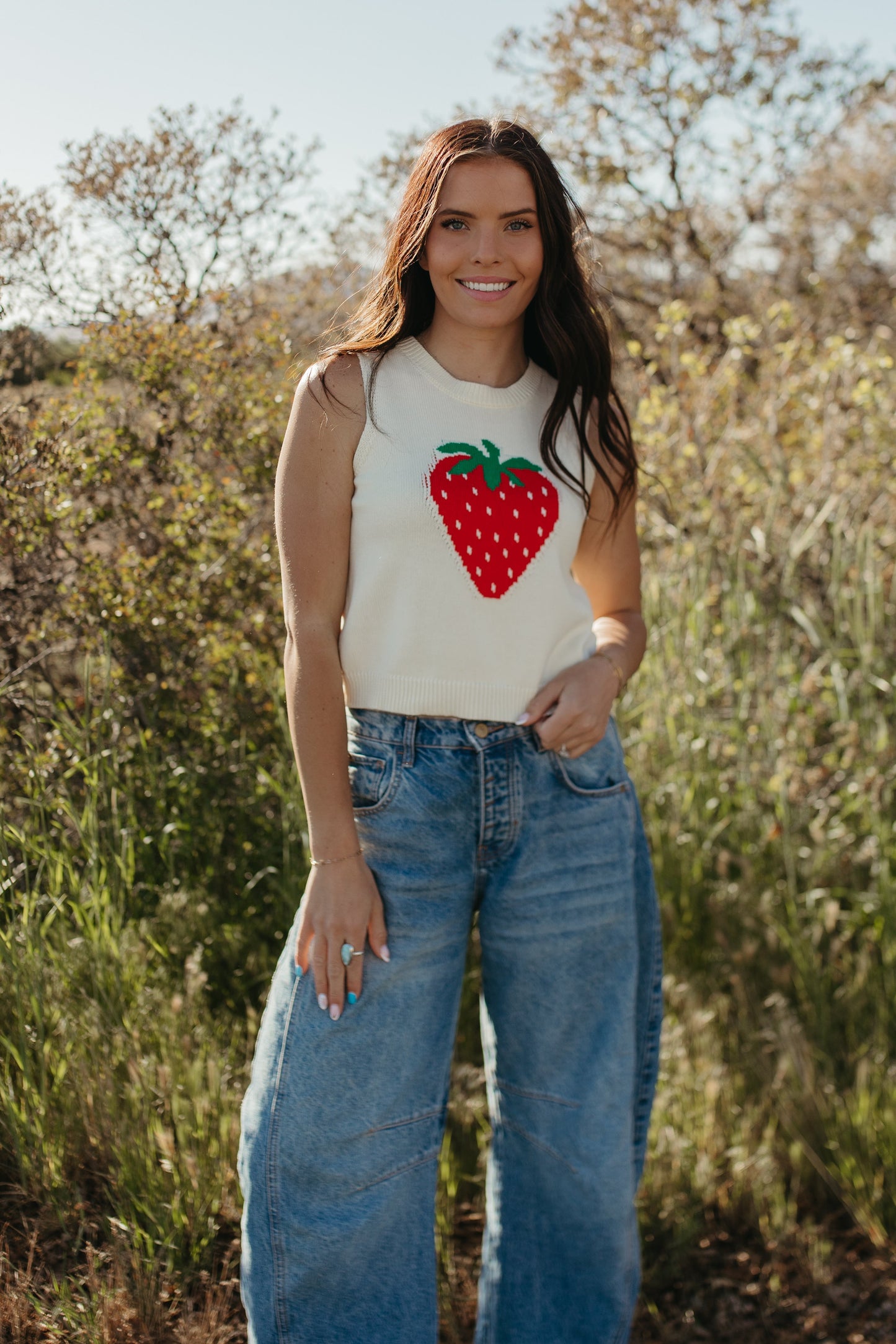 THE PIPER STRAWBERRY KNIT TANK