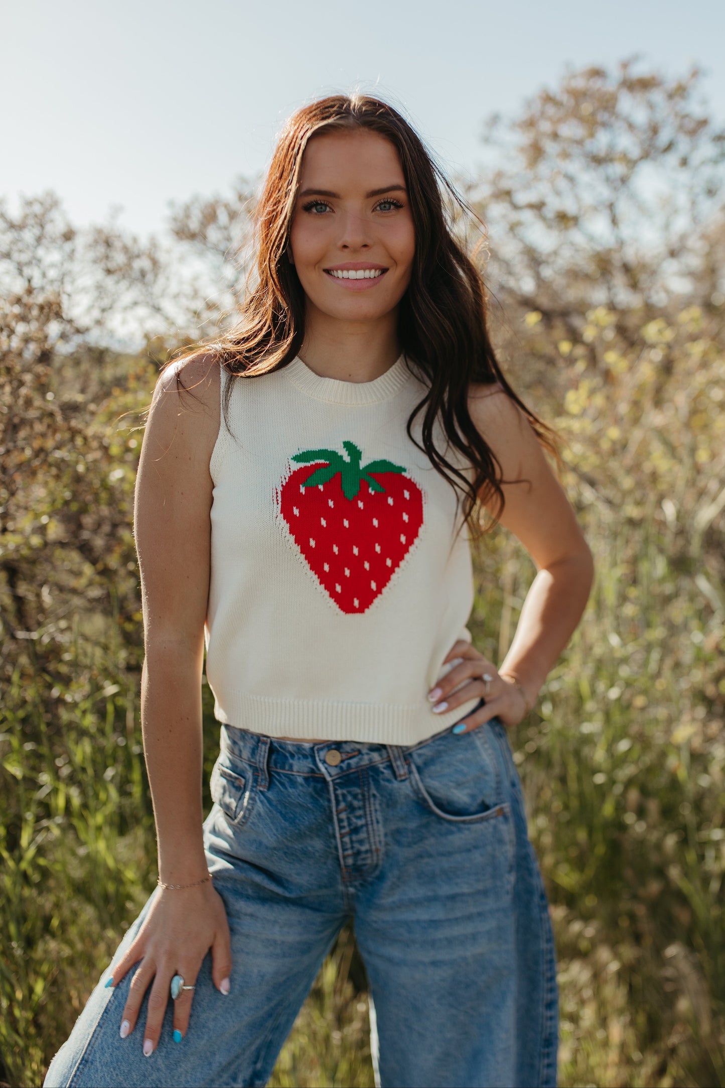 THE PIPER STRAWBERRY KNIT TANK