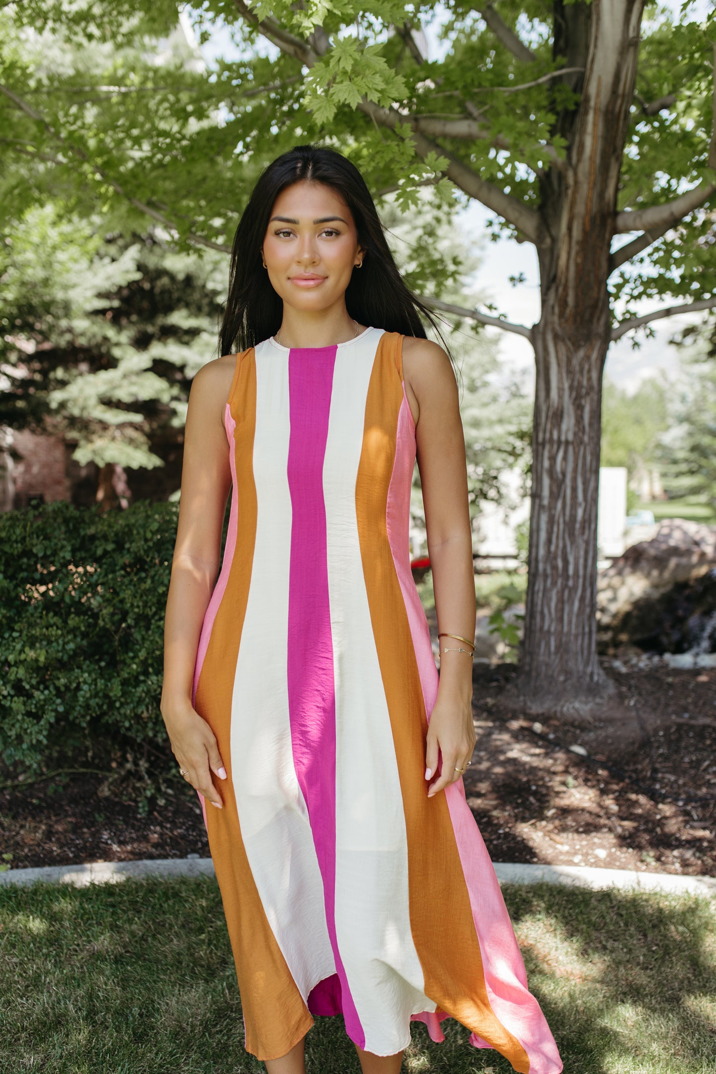 THE MARLOWE STRIPED MIDI DRESS