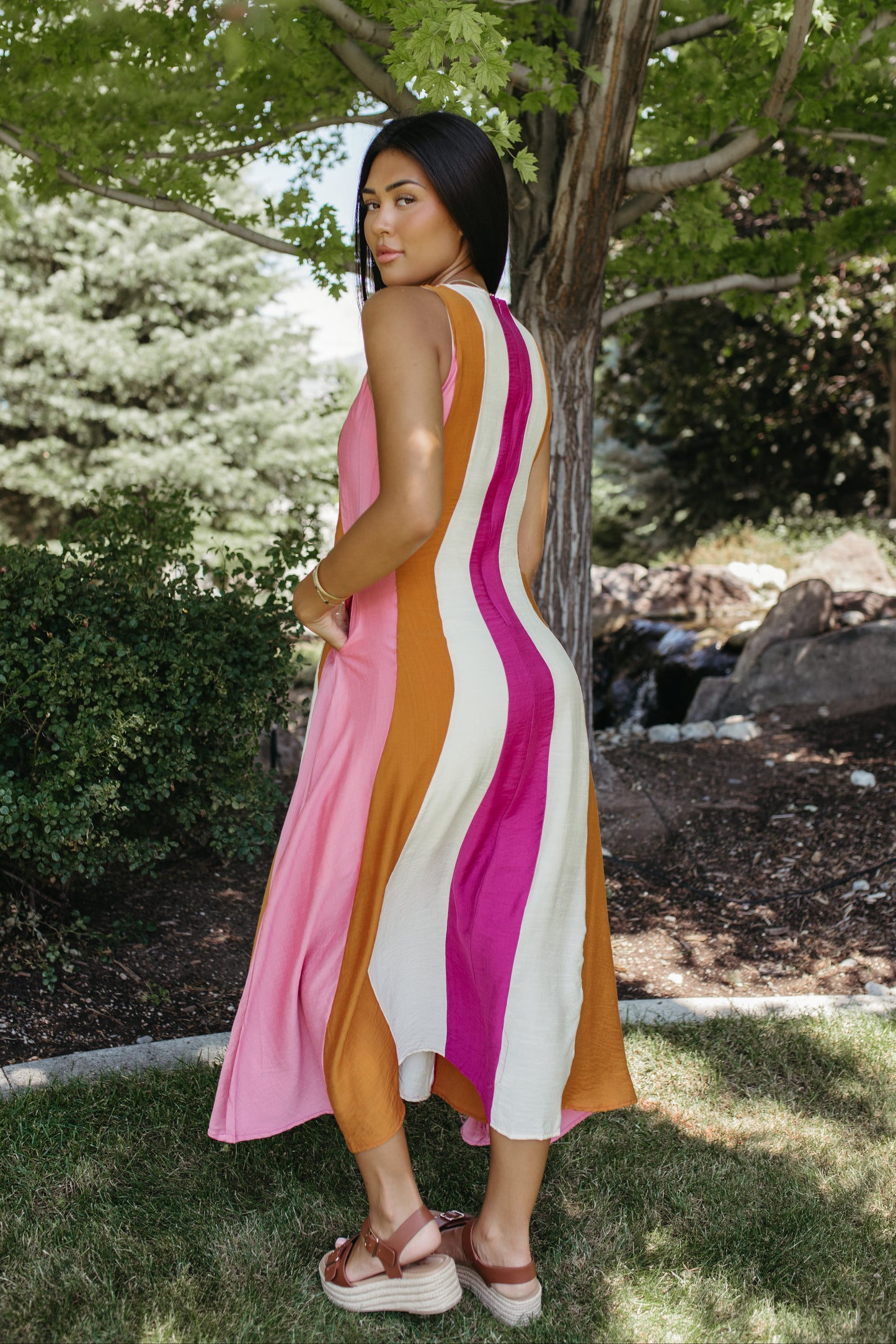 THE MARLOWE STRIPED MIDI DRESS