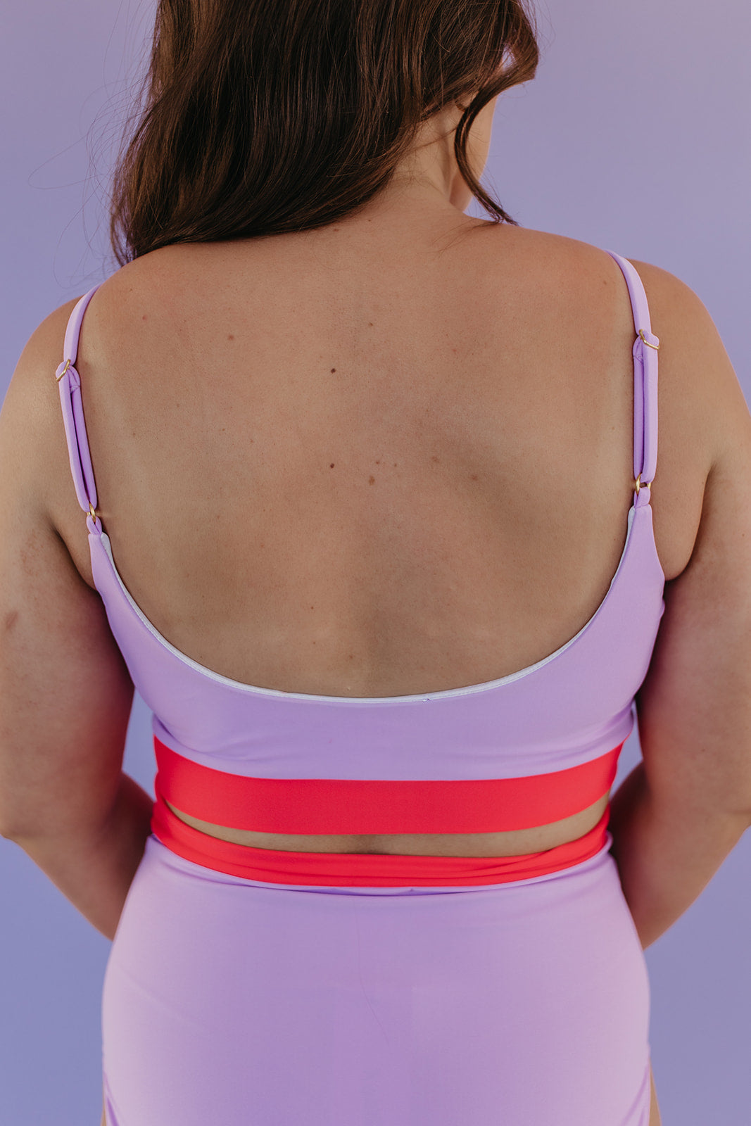 MIAMI SWIM TOP IN LILAC COLORBLOCK BY PINK DESERT X SARAH TRIPP