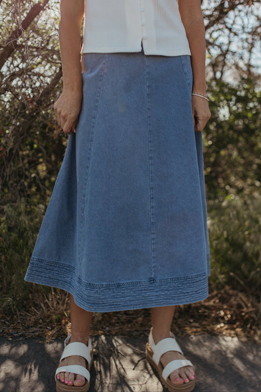 THE SIENNA DENIM MIDI SKIRT