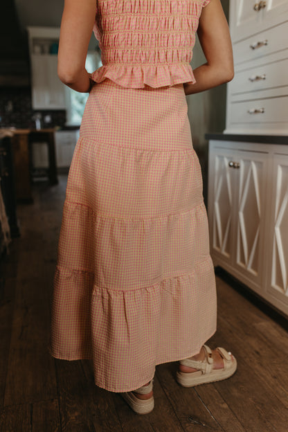 THE DELLA GINGHAM SKIRT IN PINK LEMONADE
