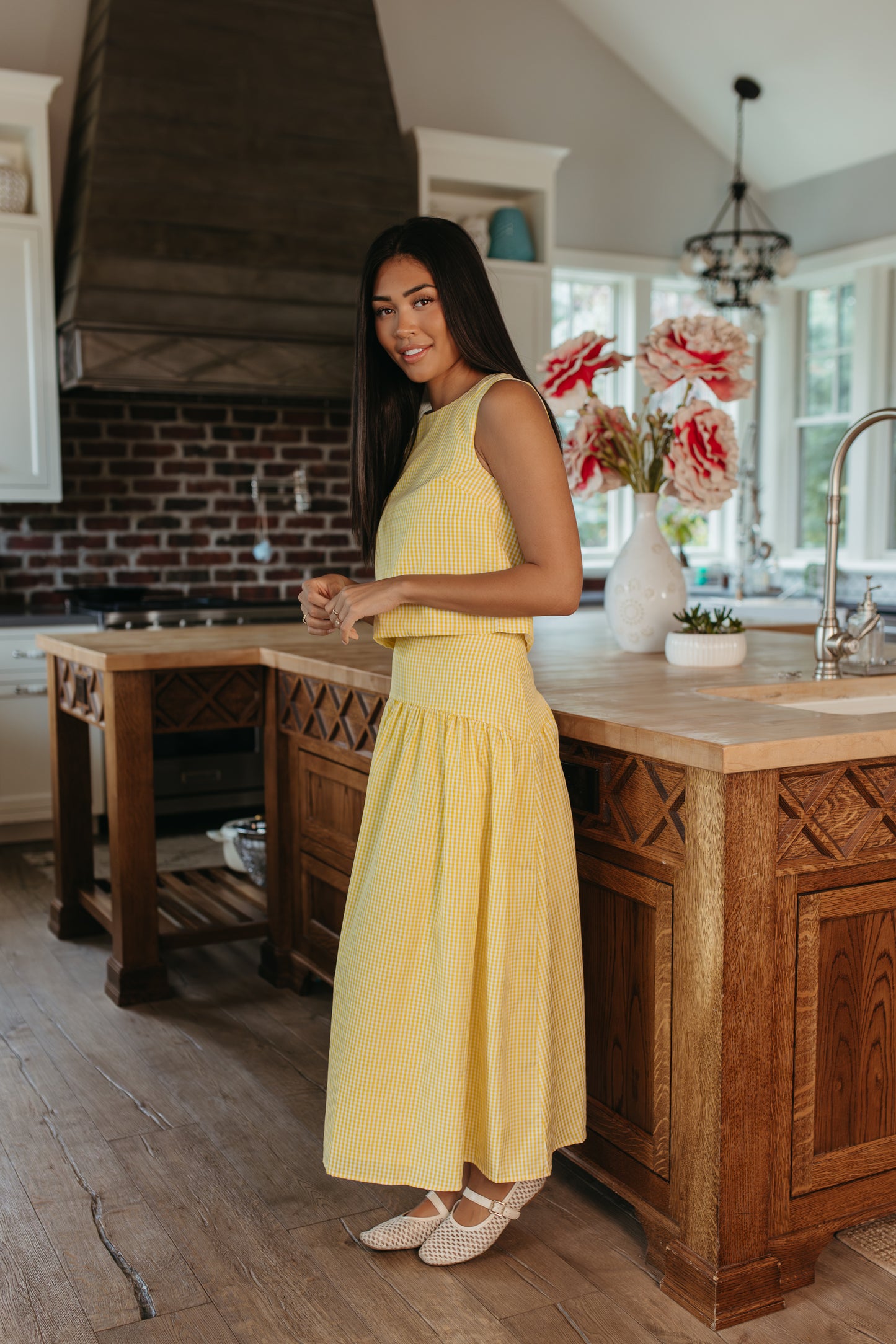 THE PRESLEY GINGHAM TOP IN LEMON