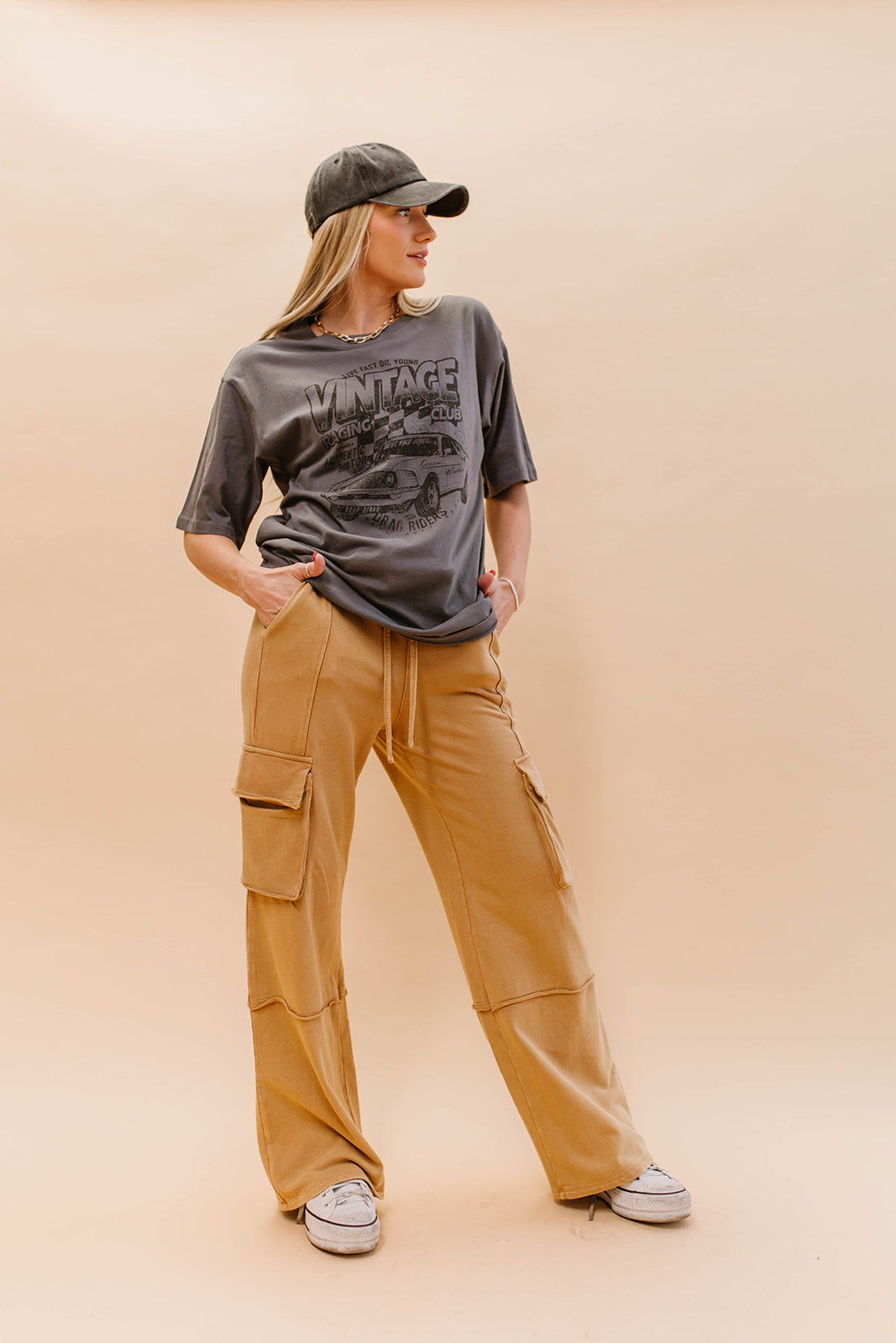 THE MARLEY MINERAL WASHED CARGO PANTS IN MOCHA