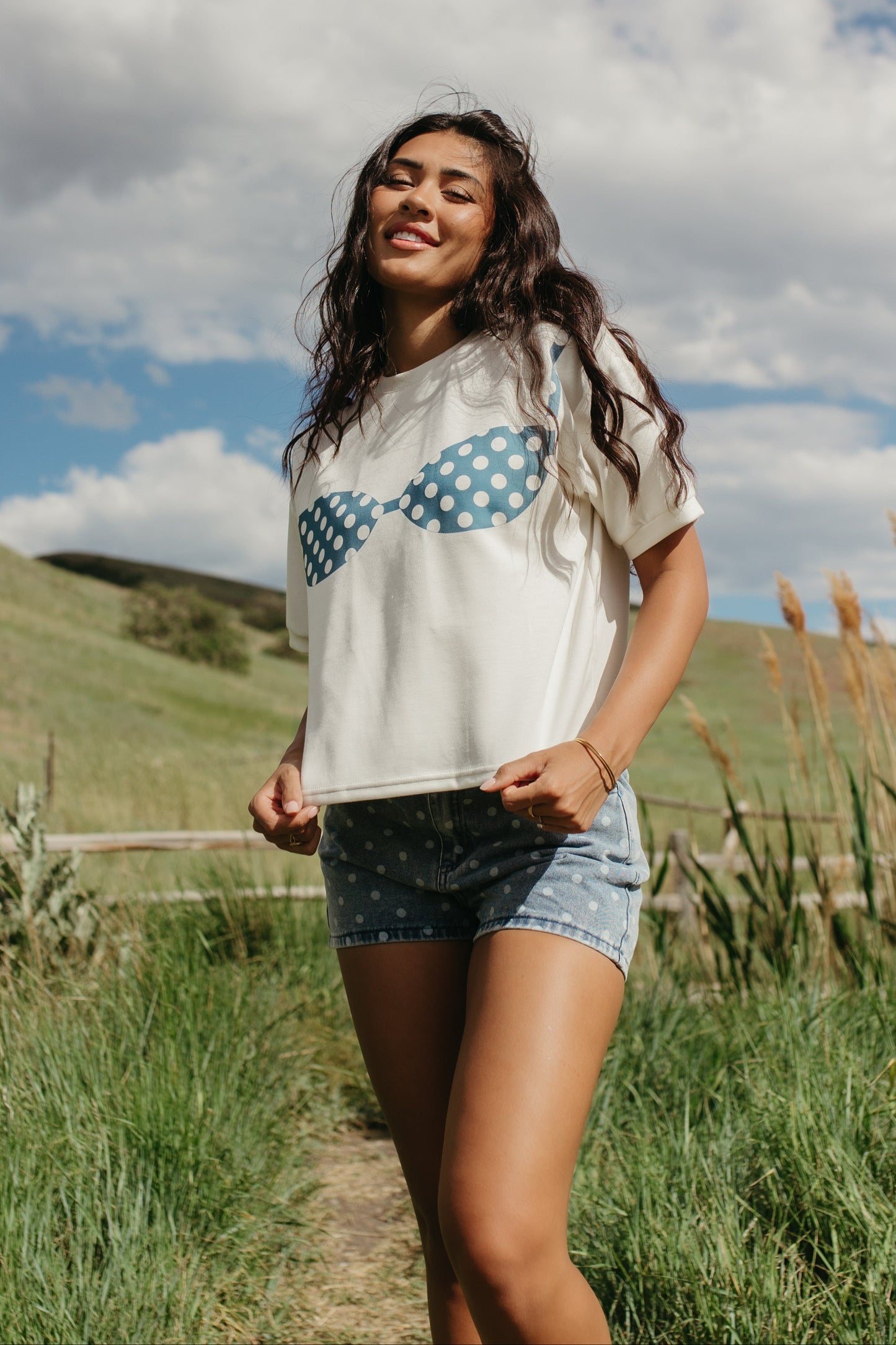 THE SHELBY POLKA DOTS SWIM TOP T-SHIRT