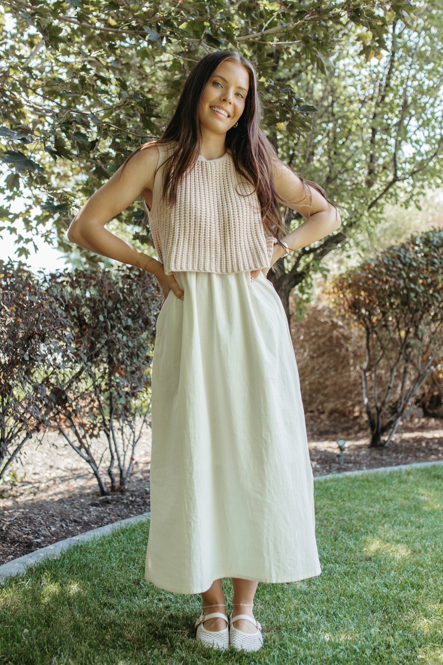 THE ADHARA MIDI DRESS IN ICE PEACH