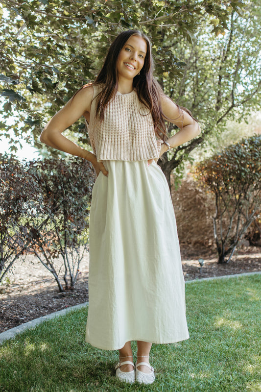 THE ADHARA MIDI DRESS IN ICE PEACH