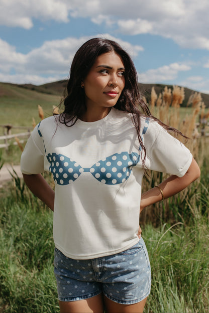 THE GLORIA POLKA DOT SHORTS IN DENIM