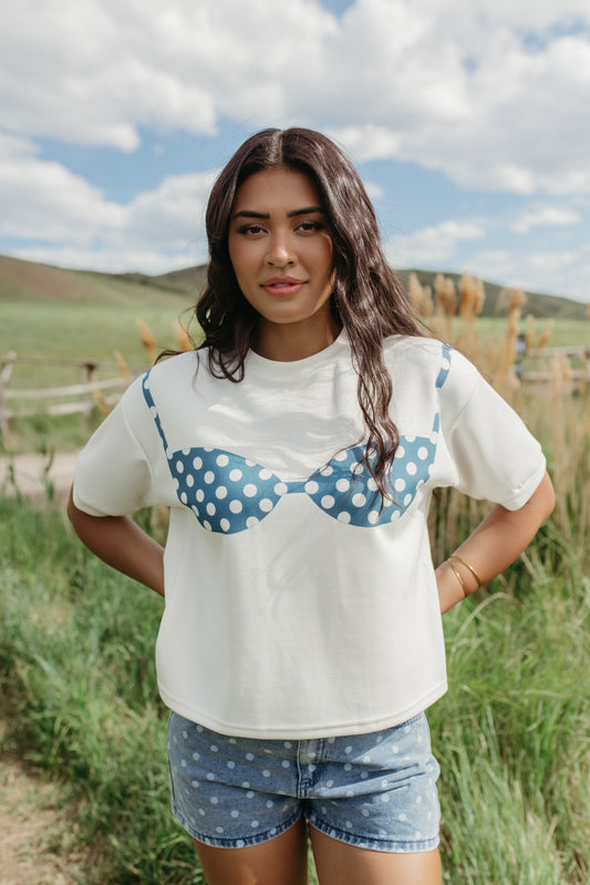 THE GLORIA POLKA DOT SHORTS IN DENIM