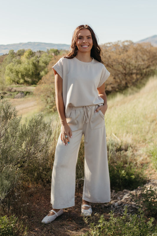 THE GENEVIEVE MINERAL WASHED BOTTOMS IN CREAM