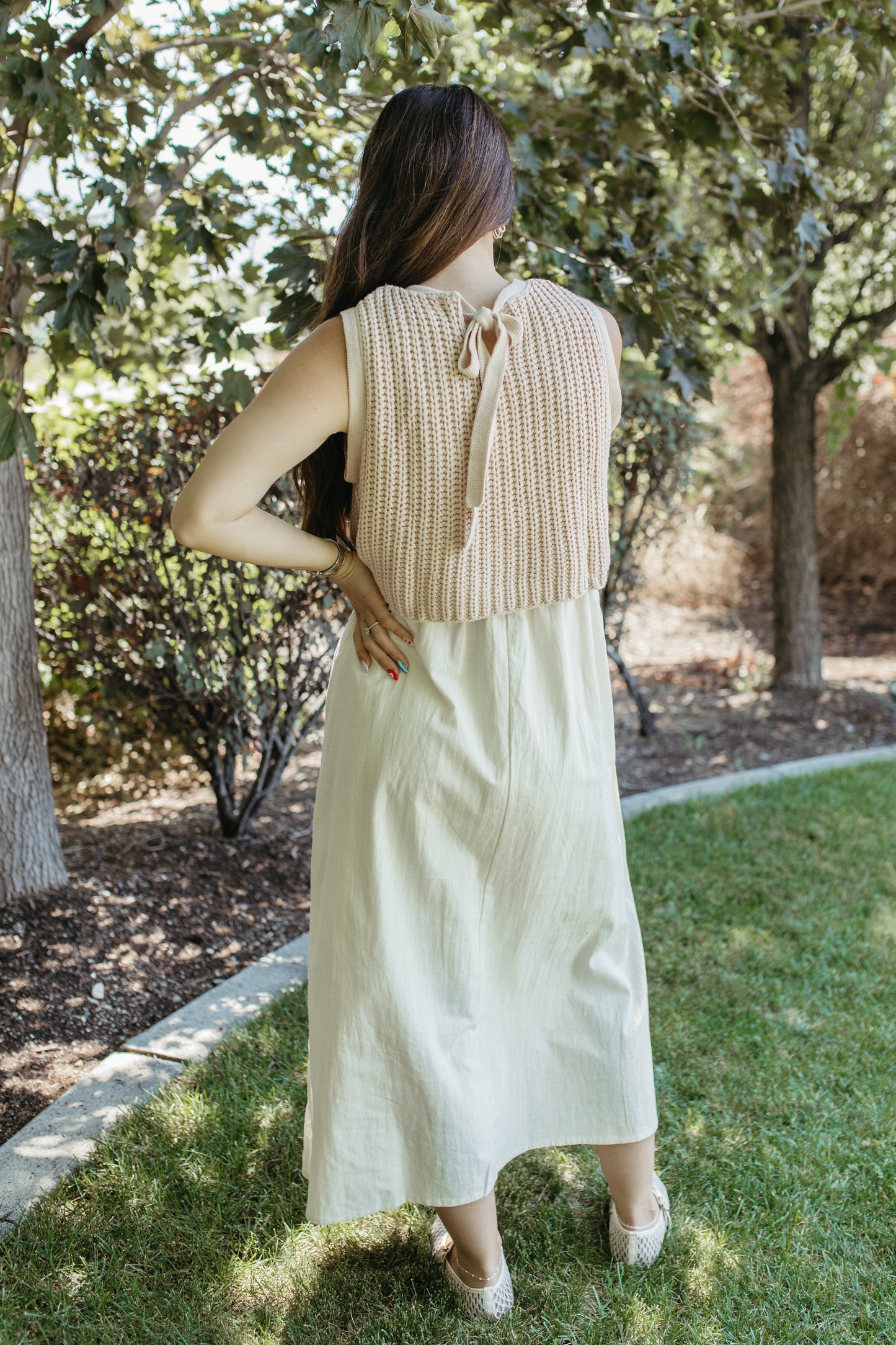 THE ADHARA MIDI DRESS IN ICE PEACH