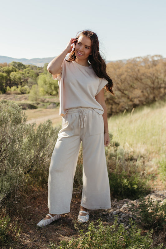 THE GENEVIEVE MINERAL WASHED BOTTOMS IN CREAM