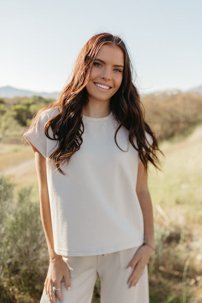 THE GENEVIEVE MINERAL WASHED TOP IN CREAM