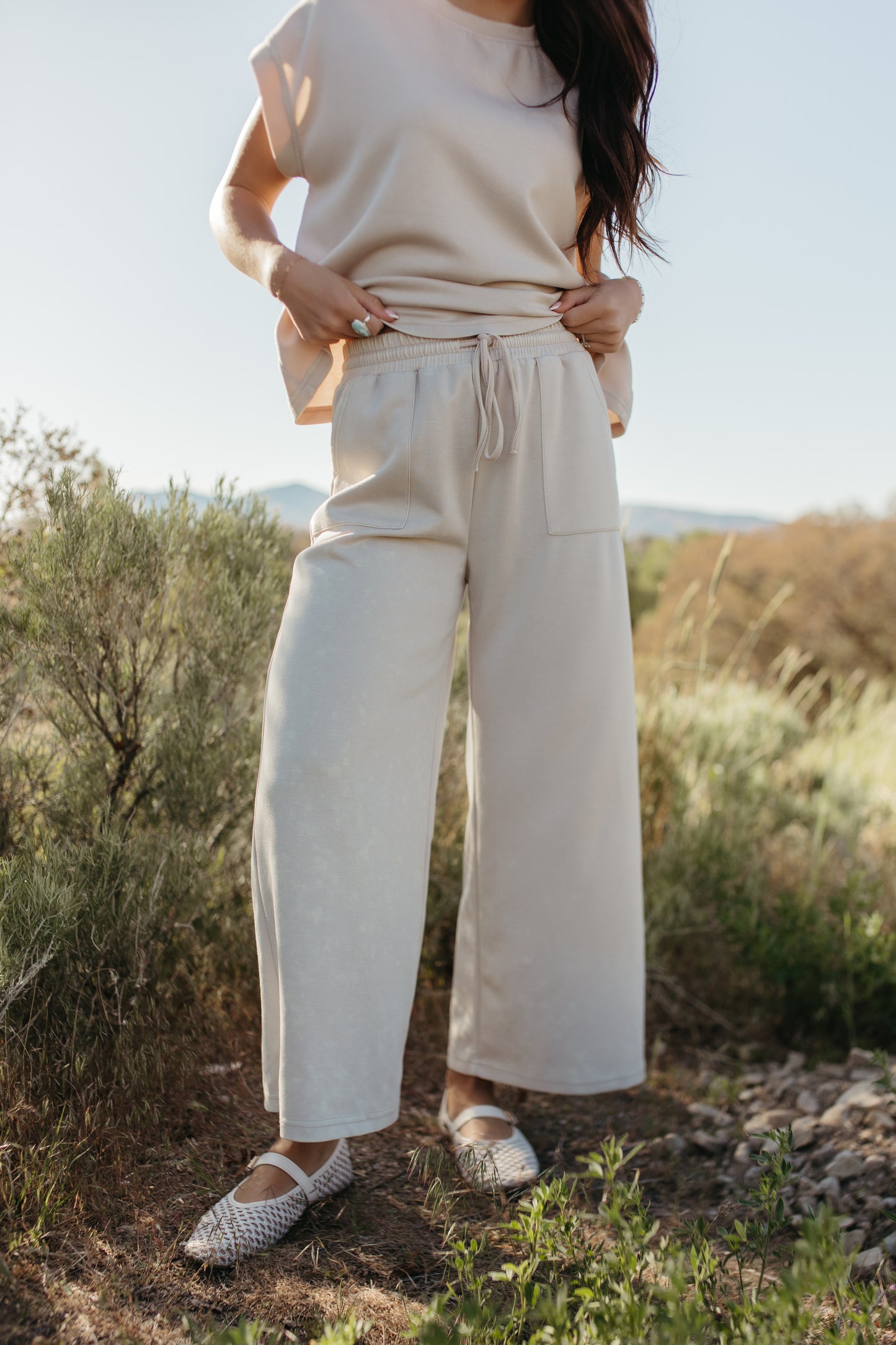 THE GENEVIEVE MINERAL WASHED BOTTOMS IN CREAM