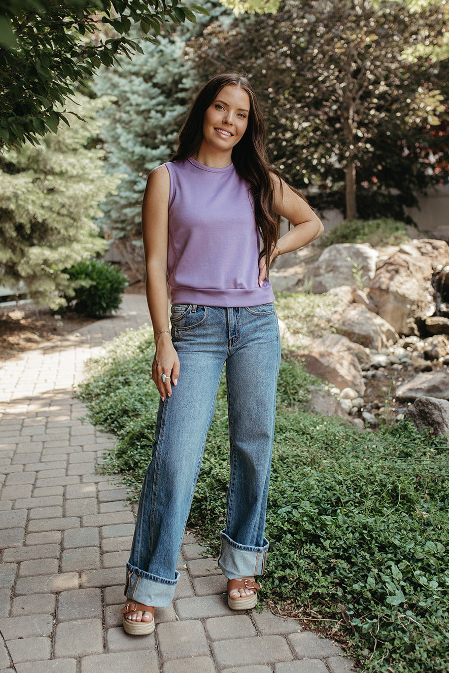 THE KEZIAH SLEEVELESS TOP IN DUSTY PURPLE