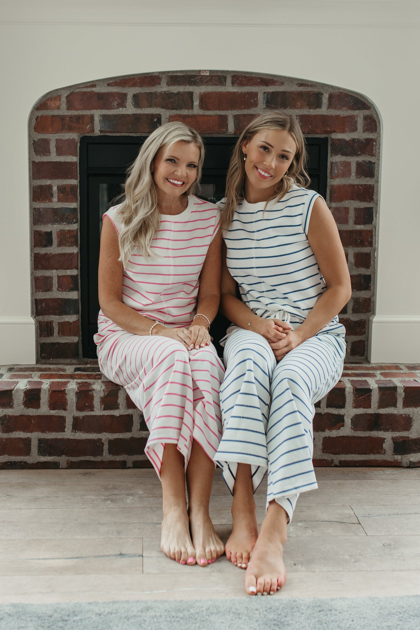THE ELSIE STRIPED SHORT SLEEVE SET IN PINK