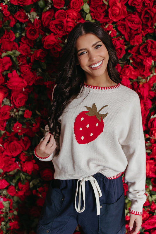 THE SWEET STRAWBERRY SWEATER IN OATMEAL