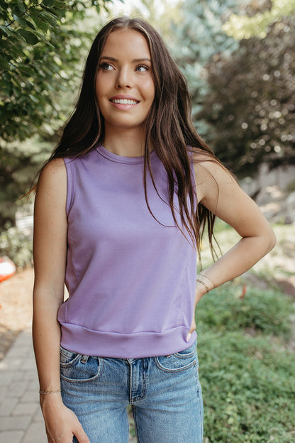 THE KEZIAH SLEEVELESS TOP IN DUSTY PURPLE