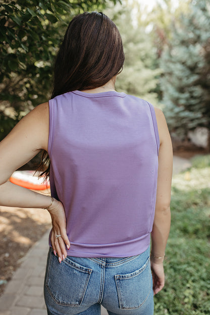 THE KEZIAH SLEEVELESS TOP IN DUSTY PURPLE