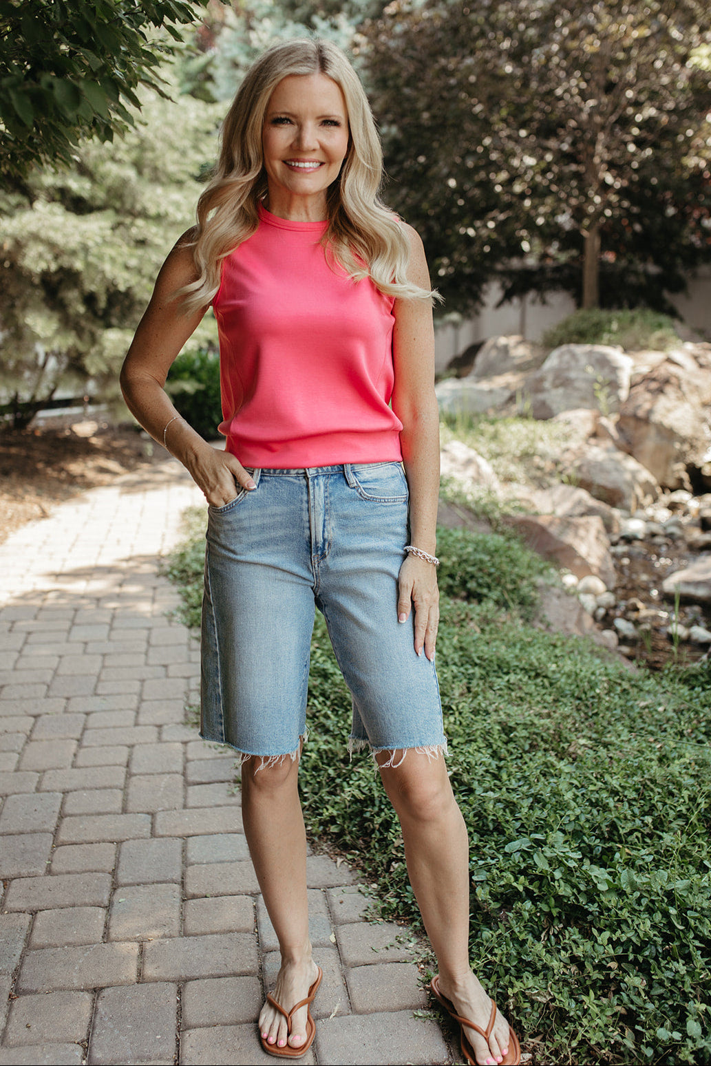 THE KEZIAH SLEEVELESS TOP IN TAFFY PINK