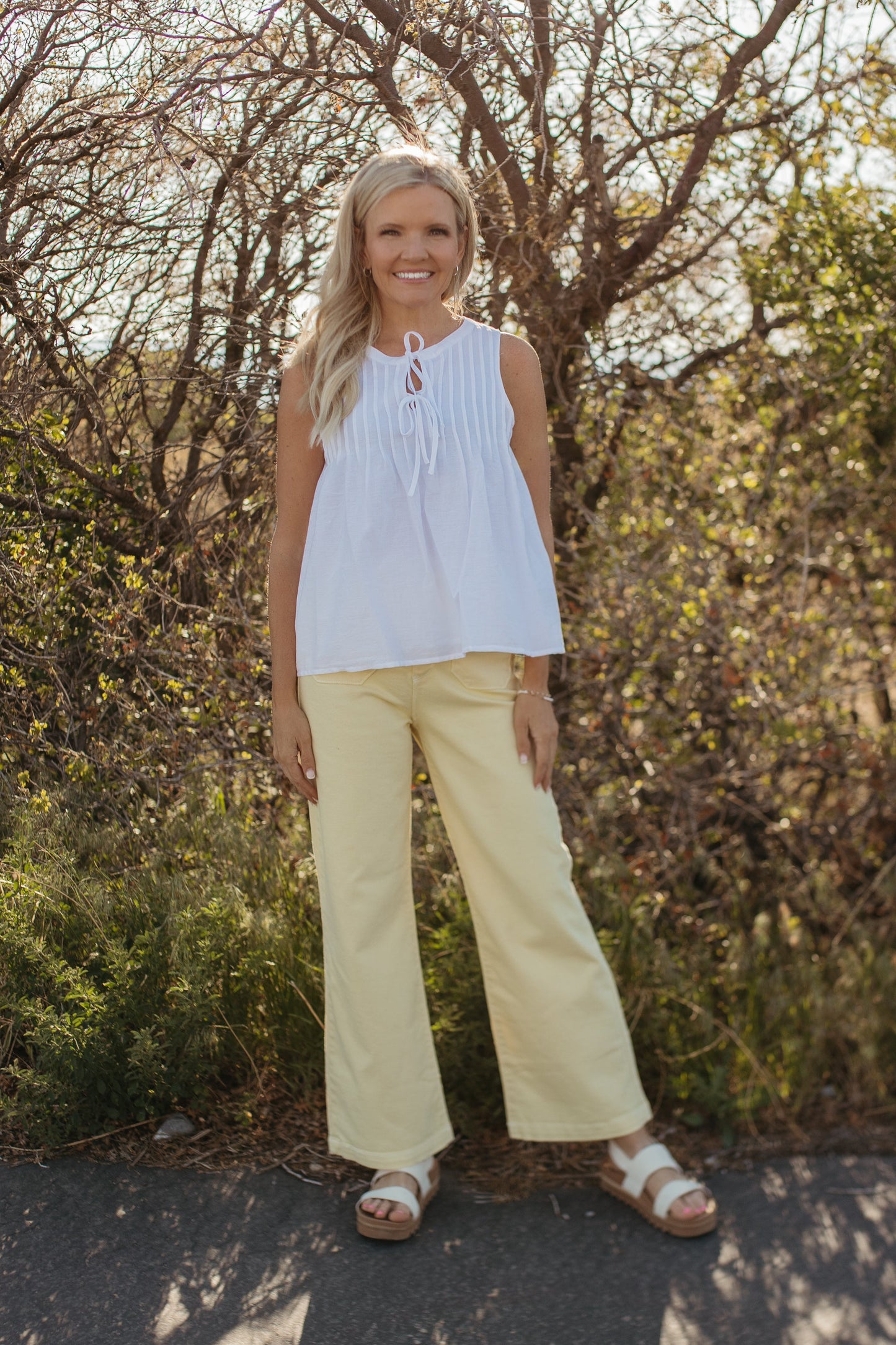 THE KINSLEY PINTUCK COTTON BLOUSE IN WHITE