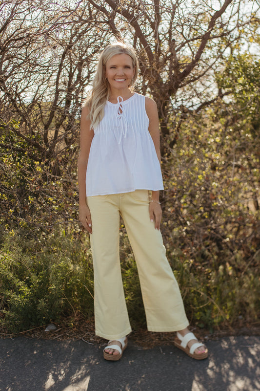 THE KINSLEY PINTUCK COTTON BLOUSE IN WHITE