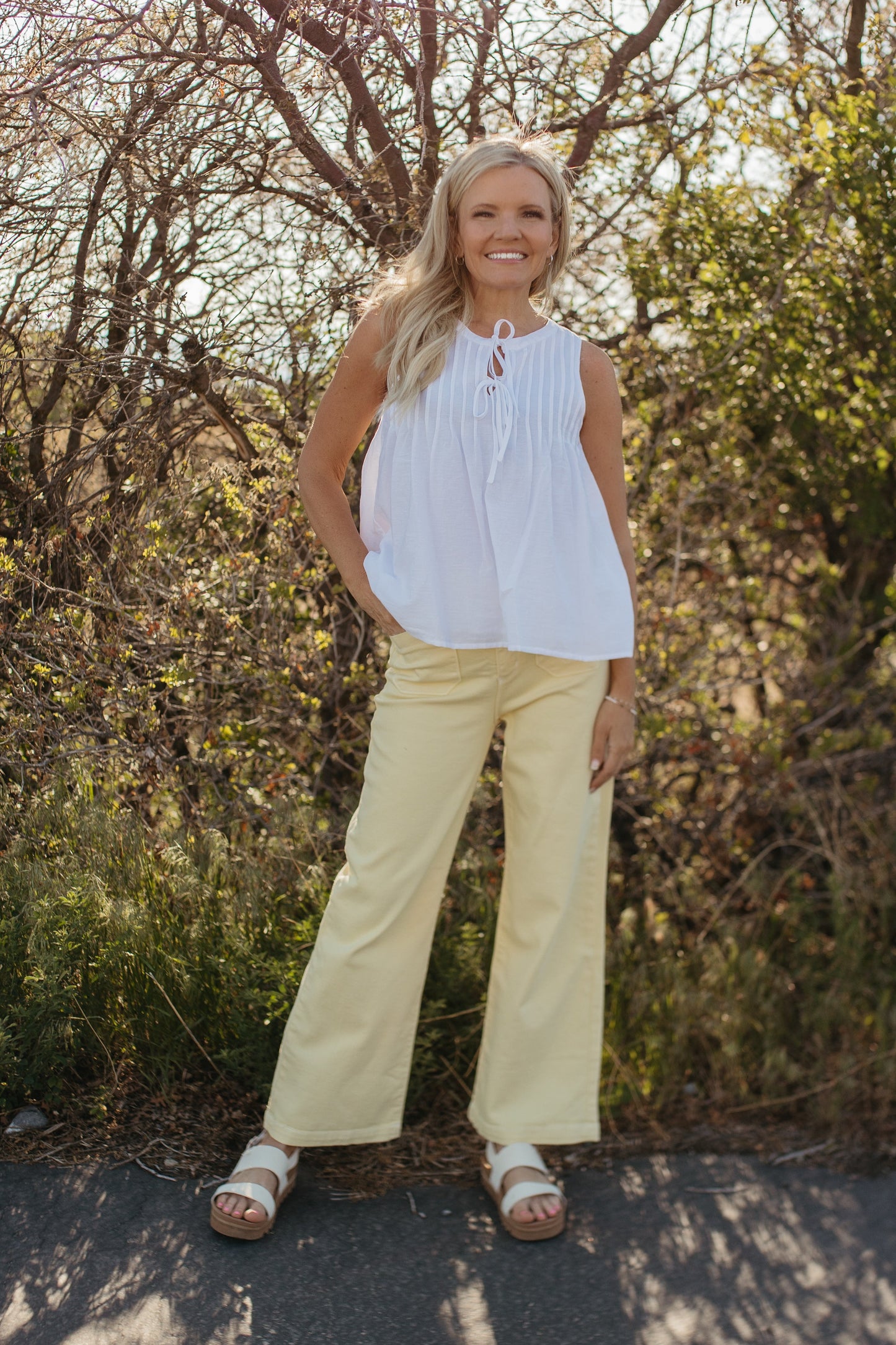 THE KINSLEY PINTUCK COTTON BLOUSE IN WHITE