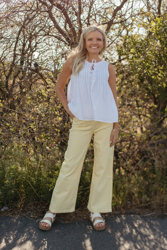THE KINSLEY PINTUCK COTTON BLOUSE IN WHITE