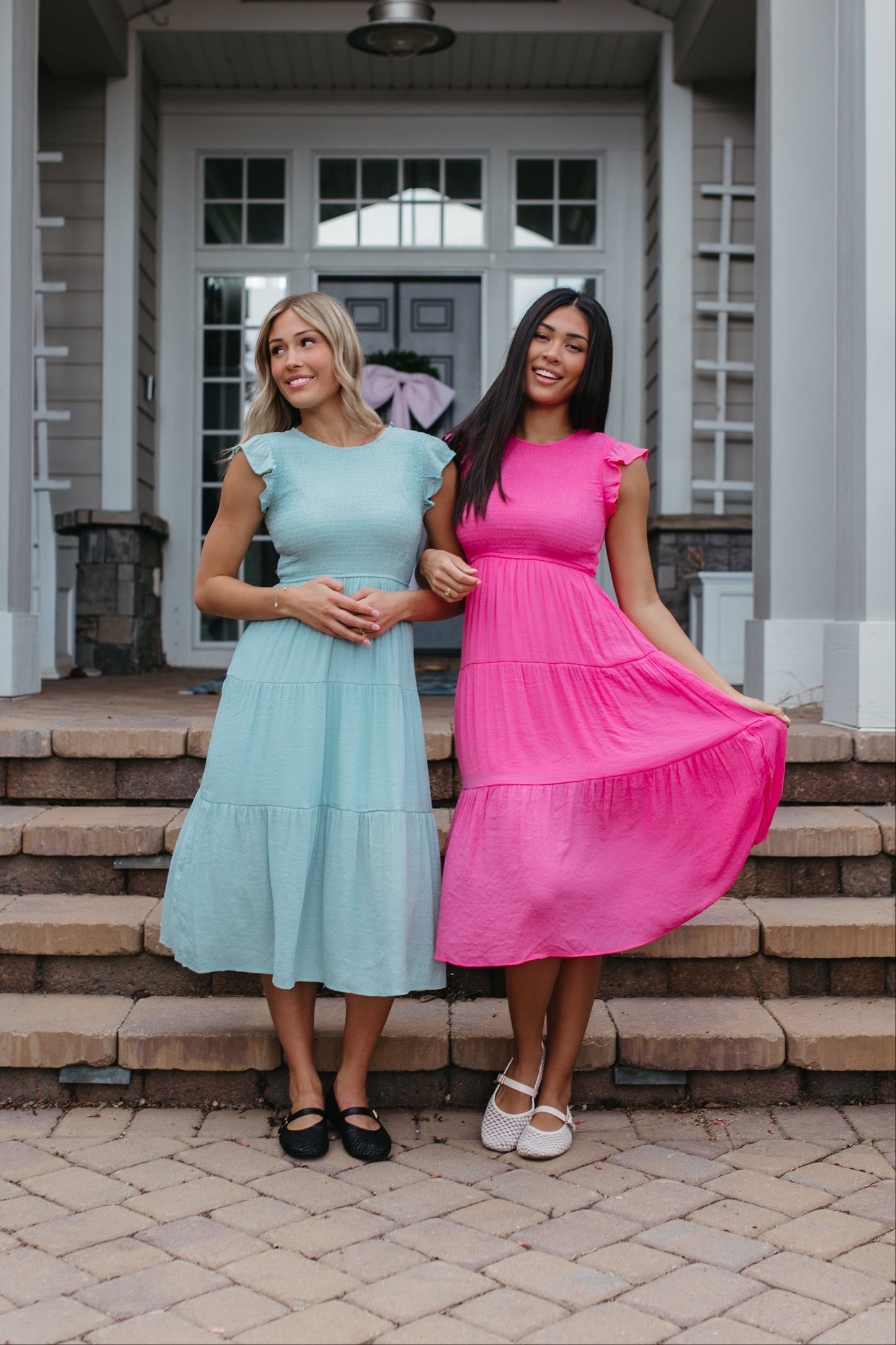 THE CAMILLE TIERED DRESS IN HOT PINK
