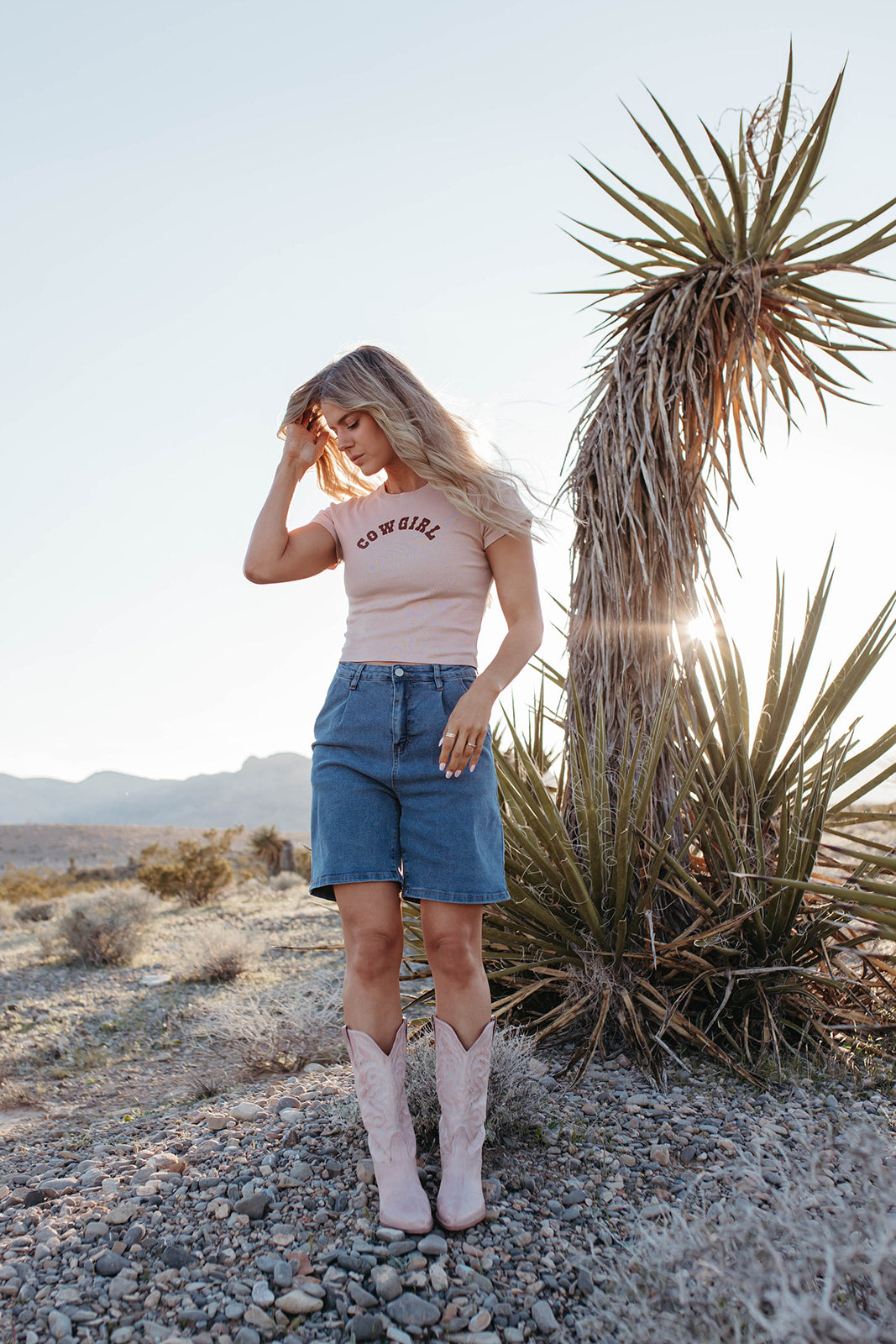 THE CASEY COWGIRL BABY TEE IN TAN